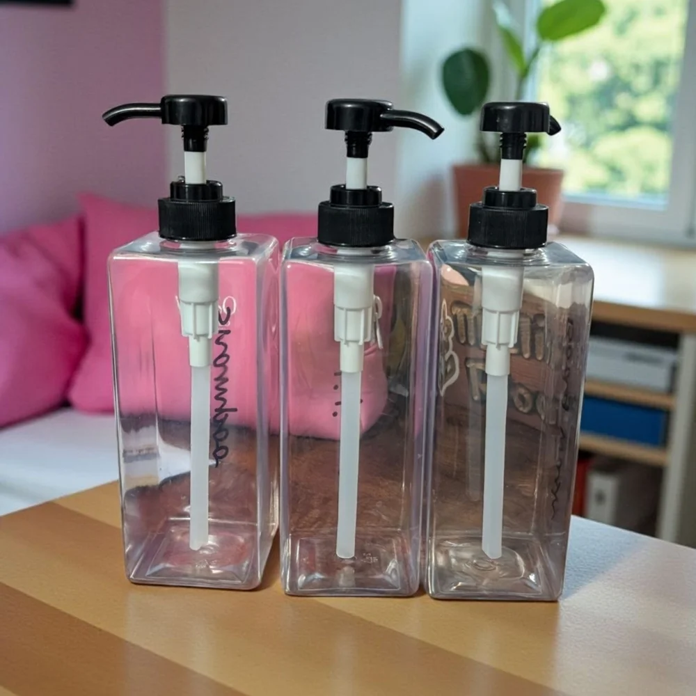 Clear Pump Bottles for Shampoo, Conditioner, and Body Wash Set (New)